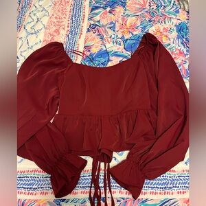 Vestique Burgundy Lace-Up Top